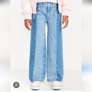 Old Navy Light Blue Jeans High-Rise Baggy Wide-Leg Two-Toned Denim Size 16